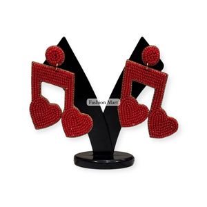 Boho Handcrafted <b>Beaded</b> Heart Earrings for Valentines Day Fashion Jewellery - Product Image 3