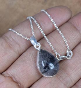 จี้ดีไซน์เนอร์รูปลูกแพร์ของขวัญสำหรับเครื่องประดับจี้แฟชั่นอัญมณีสีดำทำด้วยมือของเธอ925จี้อัญมณีเงินสเตอร์ลิง - Product Image 5