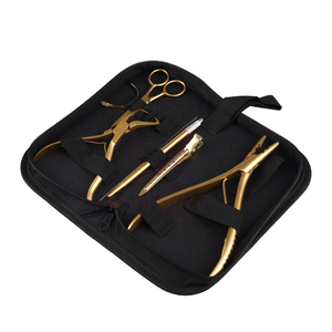 ชุดคีมสำหรับต่อผมสีทองพร้อมเคสคลิปหนีบกรรไกรที่ร้อยเข็มเครื่องมือต่อผมโลโก้แบบกำหนดเอง - Product Image 2