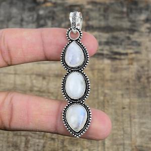 Pierre de lune pierres précieuses pendentif bijoux pour femmes argent Boho Style bijoux 925 en argent Sterling tendance à la main pendentif cadeau pour - Product Image 3