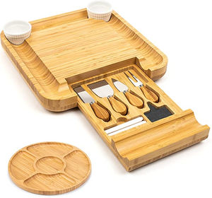 Bamboo Cheese <b>Board</b> and Knife Set, Wood Charcuterie Platter and Serving Meat & Cheese <b>Board</b> Stainless Steel Smart Kitchen-ware - Product Image 6