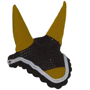 High Quality Equestrian Supplier Customize Horse Riding Products Equine Fly Veils Soft Crochet Ear Bonnet for Horses Racing