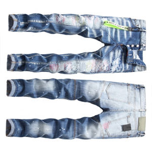 กางเกงยีนส์สลิมฟิตสำหรับผู้ชาย, กางเกงยีนส์เอวสูงยืดหยุ่นใส่ได้ทั้งชายและหญิง - Product Image 2