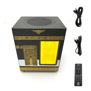 Kaaba musulmán Corán altavoz hermoso diseño Adhan reloj Multi idiomas Corán altavoz Azan reloj Corán y Hadith libro altavoz