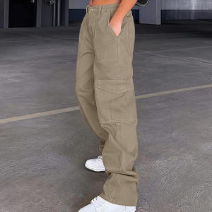 Best Quality Multi Pocket Blue Washed <b>Cargo</b> Jeans <b>Pant</b> High Waist Jeans Women's <b>Cargo</b> Trouser Wide Leg for <b>Girls</b> - Product Image 3