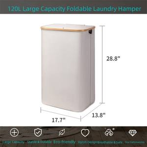 Cesto de <span class=keywords><strong>ropa</strong></span> sucia plegable para el hogar, con tapa, 120L, con bolsa <span class=keywords><strong>extraíble</strong></span>, venta al por mayor - Product Image 3