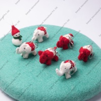 Porte-clés en feutre tricoté à la main SAMYAK, éléphants mignons FD028, en laine mérinos, cadeau de Noël, couleurs personnalisables pour clés/sacs/portefeuilles