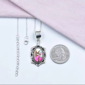 Colgante hecho a mano de rodio/chapado en oro de algodón caramelo Dalia en plata de ley collar ajustable de piedra Natural para mujeres y niñas - Product Image 1