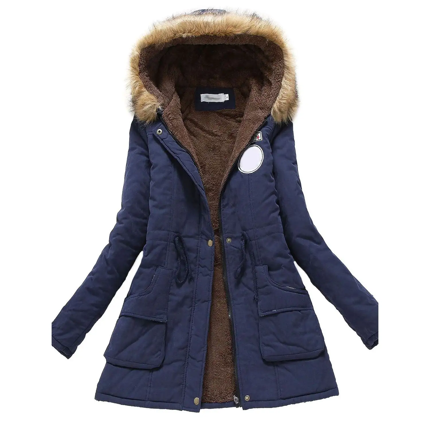 Casualwear Women's Padded Parka Jackets Sports Insulated Warm Cozy Fur Coat Windproof Hooded Blue Parka Jacket For Women