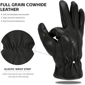 Gants de travail en cuir de vachette pour hommes Gants de jardinage durables renforcés avec une plus grande résistance à l'abrasion - Product Image 5