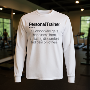 Camiseta de manga larga con definición de entrenador personal, humor sobre el dolor y la incomodidad - Product Image 3