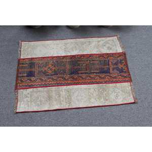 พรมตุรกีขนาด 2.1x2.9 ฟุต พรมวินเทจขนาดเล็ก พรมลายตารางสีแดง - Product Image 3