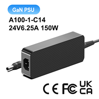 Chargeur adaptateur secteur 24V 6.25A 150W AC DC pour projecteurs Alimentation AC DC avec prise 5.5mm X 2.5mm CE FCC UKCA