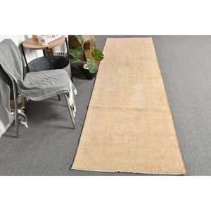 Alfombra turca Vintage moderna 2,7X10,1 pies Beige Seagrass área grande rectángulo Patchwork patrón para el hogar sala de estar para adolescentes - Product Image 4
