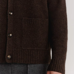 V Neck Button up Wool Knit <b>Cardigan</b> Classic <b>Brown</b> Oversized Soft and Warm with Front Pockets <b>Women</b> and Men <b>Cardigan</b> for Winter - Product Image 3