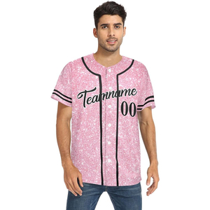 Camisetas de Béisbol y Sóftbol Personalizadas con Diseño Abstracto Rosa Brillante, Transpirables, Antibacterianas, 100% Poliéster, Nombre, Número y Logotipo Personalizados - Product Image 4