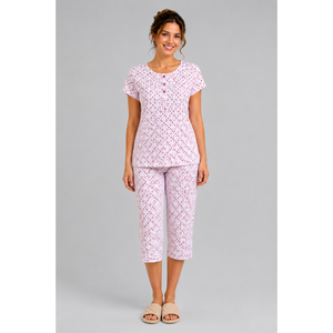Ensemble Capri en tissu double doux de qualité supérieure Evolve X Venus pour femme - Pyjama imprimé respirant avec haut à manches courtes - Product Image 2