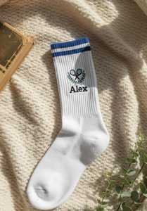 Calcetines Deportivos de Algodón con Logotipo de Tenis Bordado Personalizado al por Mayor para Hombre, Diseño de Compresión Alta para Amantes del Tenis - Product Image 4