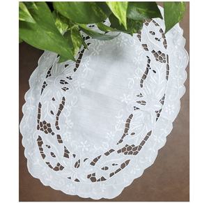 Napperon en lin blanc de haute qualité avec motif floral brodé, décoration de Table - Product Image 1