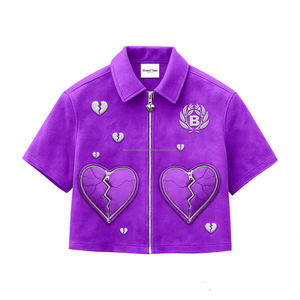 T-shirt Boxy Personnalisé de Haute Qualité, Style Hip Hop Streetwear, Polo à Fermeture Éclair, T-shirt Oversize Noir pour Hommes - Product Image 2