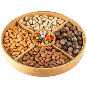 Bandeja para servir frutas secas de madera abstracta esmalte natural - Product Image 1