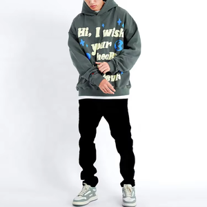 Nueva llegada logotipo personalizado Casual Puff estampado pulóver último diseño OEM fabricante ropa de invierno gota hombro Unisex Sudadera con capucha - Product Image 6