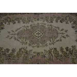 พรมขนาด 5.6x9.2 ฟุต, พรมวินเทจตุรกี, พรมขนสัตว์ลายดอกไม้สีเบจ - Product Image 5