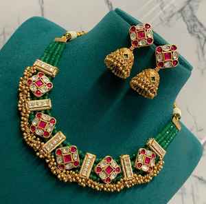 Lujo Calidad Premium Exclusivo Original Hydrobeads Kundan Set Jhumkas Bodas Aniversarios Compromisos Idea de Regalo perfecto - Product Image 1