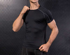 Camiseta de entrenamiento de compresión de manga corta para hombre, Camiseta deportiva de secado rápido, ropa de entrenamiento de capa Base atlética para correr en el gimnasio - Product Image 4