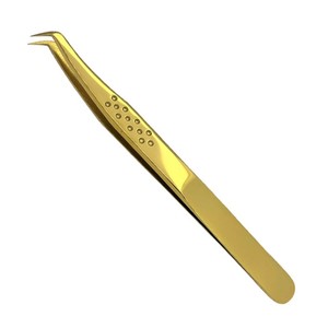 Vente en gros de volume pince à cils en acier inoxydable avec pointe en fibre pince à épiler en métal à 45 & 90 degrés pour extensions de cils - Product Image 1