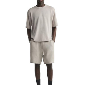 Nouvelle arrivée 2025 personnalisé en gros grande taille hommes ensemble court Gym Fitness blanc été shorts et chemise ensemble pour hommes - Product Image 1