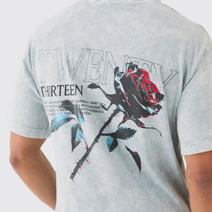 Camiseta de Algodón Grueso de 230g, Estilo Retro, Hombros Caídos, para Hombre, Lavada, Holgada, para Usar como Prenda Exterior - Product Image 2