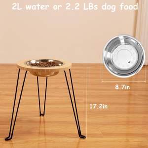 Elevated <b>Dog</b> <b>Bowl</b> for Large <b>Dogs</b>, Extra High <b>Raised</b> <b>Dog</b> <b>Bowl</b> Stand, Bamboo <b>Dog</b> Feeding Station with 70oz Stainless Steel <b>Bowl</b> - Product Image 2