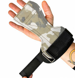 Empuñaduras de Cuero Genuino con Camuflaje para Levantamiento de Pesas, Soportes para Muñecas con Estampado de Camuflaje, Agarre de Cuero Vacuno Antideslizante y Transpirable para Entrenamiento - Product Image 4