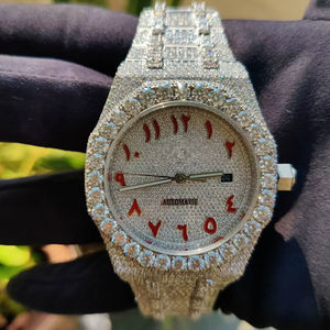 Montre-bracelet haut de gamme pour homme, style unique, diamant moissanite, acier inoxydable bicolore, glacée, hip-hop, mouvement automatique - Product Image 1