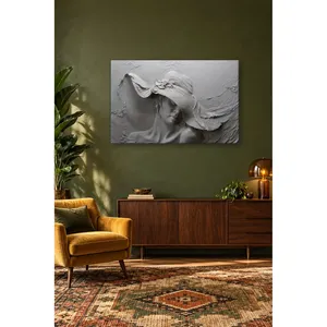 Fida Relief-Look Femme en chapeau Impression sur toile - Product Image 1