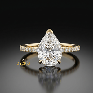 แหวนเพชรรูปลูกแพร์สีทอง18K แหวนหมั้นแหวนเพชรวงแหวนสุดหรู - Product Image 1