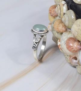 Anillo para niñas Anillo de piedras preciosas Plata de Ley 925 Lujoso Aqua Calcedonia Piedra preciosa Anillo hecho a mano Joyería 925 Sello Plata esterlina - Product Image 3