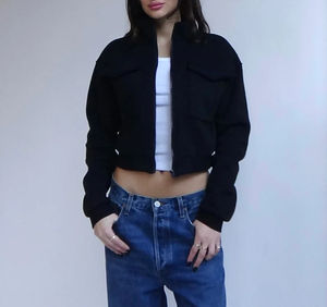 Sweat à capuche zippé en polaire pour femme, streetwear, hiver, haute qualité, crop top personnalisé, logo sur le devant - Product Image 4