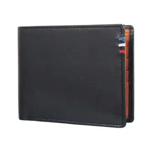 Hot selling in Handmade Wallets Genuine Leather Men Short Bifold Wallet With Clear ID Window