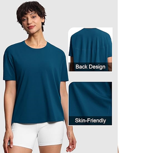 เสื้อยืดออกกำลังกายแขนสั้นผู้หญิง ทรงหลวมด้านหลัง เหมาะสำหรับวิ่งและโยคะ - Product Image 5