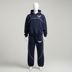 Conjunto Deportivo Reflectante con Logotipo Personalizado, de Alta Calidad, Estilo Holgado, Felpa Francesa Gruesa, Ropa Deportiva Urbana - Product Image 2