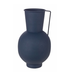 Vase à fleurs en métal de style américain de couleur bleue avec revêtement en poudre adapté aux accents de décoration intérieure vintage - Product Image 1