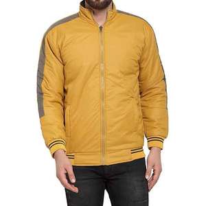 OEM Customized Mustard <b>Puffer</b> <b>Jacket</b> High Quality Design Hooded Long Full Zipper 2 Side Zipper Pockets <b>Light</b> Fabric Arm Pennal - Product Image 2
