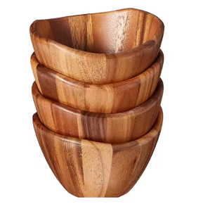 Ustensile à salade en bois naturel Bol de service à salade sans bols à fruits Bol en bois de teck par glowin fashion - Product Image 2