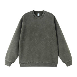 เสื้อสเวตเชิ้ตผู้ชายผ้าฝ้าย 100% ปักลาย ล้างสีแบบแอซิด  ออกแบบโลโก้ด้านหน้าได้ตามต้องการ บริการ OEM คอกลม เป็นมิตรกับสิ่งแวดล้อม กันลม เหมาะสำหรับฤดูหนาว - Product Image 4