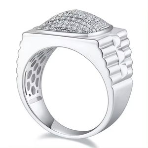 <b>Mens</b> 18K White Gold Plated 925 Sterling <b>Silver</b> <b>Ring</b> Cubic Zirconia Diamond Rhodium Plated Wedding Band Classic Engagement <b>Ring</b> - Product Image 4