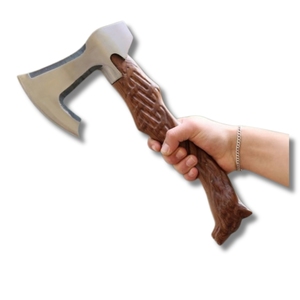 Wholesale Customized Bulk Orders OEM ODM Service Damascus Steel Industrial Tomahawk Hatchet Fine Leather Sheath Wood <b>Handle</b> - Product Image 1