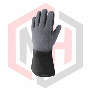 Ergonomic Industrial Anti-Chemical Leather Gloves with Reinforced Palm Extended Wrist Guard <b>7</b> oz Thickness 16INCH Length - Product Image 3