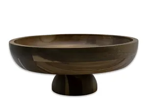 Tazón de Madera Clásico Ecológico Hecho a Mano para Servir, Tazón Redondo de Madera Natural para Frutas y Ensaladas para el Hogar - Product Image 3